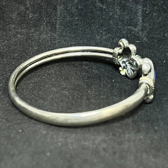 Kabana Sterling Silver, 14k Gold & Lapis Lazuli Fleur Di Lis Cuff Bracelet (3670 - Picture 4 of 9